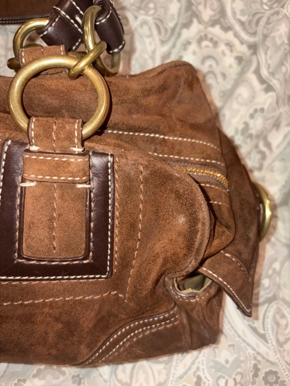 Vintage Coach Mia Soho Chocolate Brown Suede Buckle Satchel - Picture 8 of 14